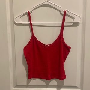 cropped red tank top